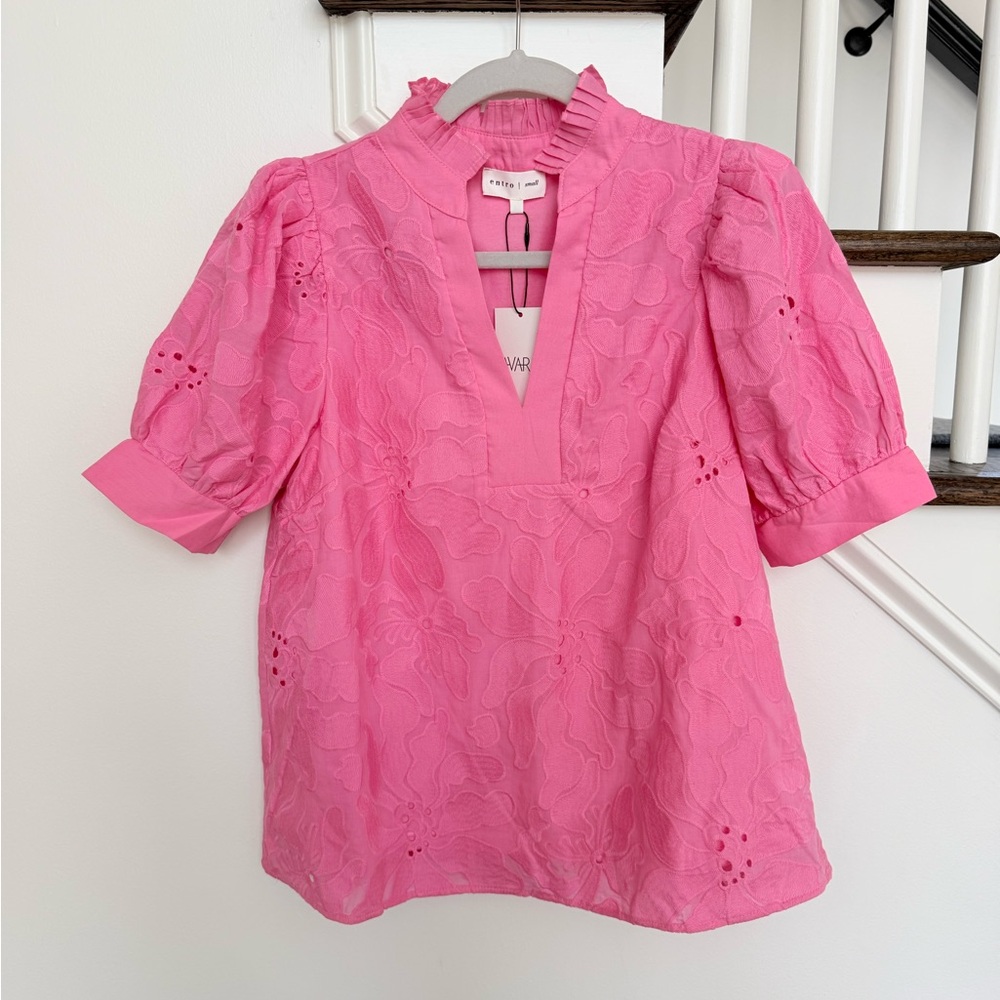 NWT Avara Elsa Pink Eyelet Spring Blouse Top - small/medium - pink - Picture 6 of 9